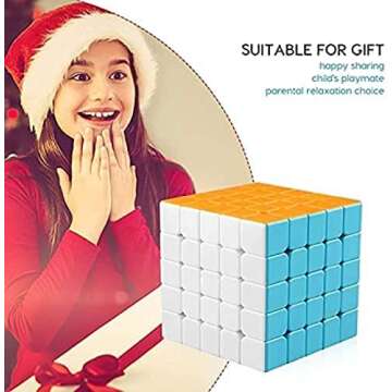 Coogam Qiyi 5x5 Speed Cube Stickerless Magic Puzzle Toy Gift for Kids and Adults Challenge (Qizheng S Version)