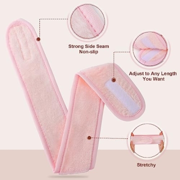 Adjustable Soft Spa Headbands - 4 Pack for Women