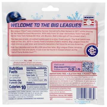 Big League Chew Peppermint Bubble Gum 3-Pack - 2.12oz Packets - Pickoff Peppermint Candy Baseball Gu...