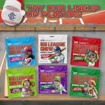 Big League Chew Peppermint Bubble Gum 3-Pack - 2.12oz Packets - Pickoff Peppermint Candy Baseball Gum - Big League Chew Baseball Sweets Set for Treats, Party Favors & More - Softball Candy