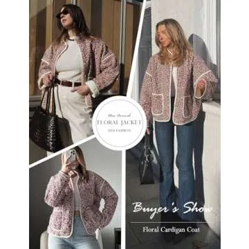 Yimoon Women's Vintage Floral Quilted Cropped Jacket
