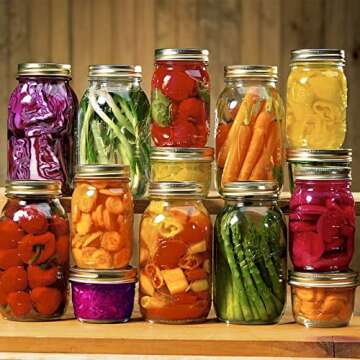 Regular Mouth Glass Mason Jars 16 oz, 6 Pack Glass Canning Jars with Metal Airtight Lids and Bands and Measurement Marks, for Canning, Preserving, Overnight Oats, Jam, Jelly, Food Storage, DIY etc