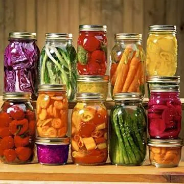 Regular Mouth Glass Mason Jars 16 oz, 6 Pack Glass Canning Jars with Metal Airtight Lids and Bands and Measurement Marks, for Canning, Preserving, Overnight Oats, Jam, Jelly, Food Storage, DIY etc