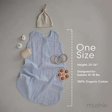 mushie Baby Wearable Blanket | 100% Organic Cotton Muslin | Sleeping Bag For Infants (Blush)