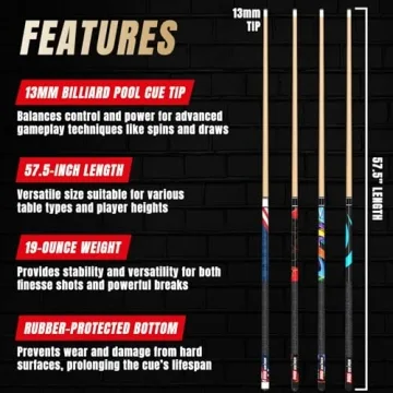 Premium Pool Cue Set of 4 Canadian Maple Cues and Chalks