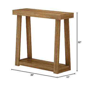 Plank+Beam Solid Wood Console Table with Storage, 36 Inch, Sofa Table with Shelf, Narrow Entryway Ta...