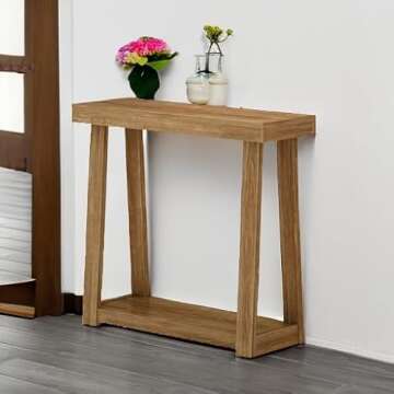 Plank+Beam Solid Wood Console Table with Storage, 36 Inch, Sofa Table with Shelf, Narrow Entryway Table for Hallway, Behind The Couch, Living Room, Foyer, Easy Assembly, Pecan