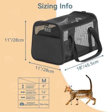 Petsfit Airline Approved Dog Carrier Cat Carrier, Soft-Sided Collapsible Pet Carrier for Travel, 3 C...