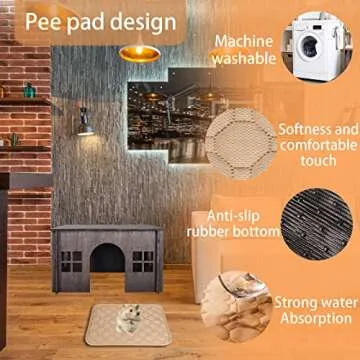 Hamster Hideout,Wooden Hamster House with Windows,Detachable and Large Size Suitable for Two Guinea Pig Hideout, Ventilated wood Habitats Decor for Chinchilla, Hamster Mice Gerbils Mouse -Walnut Color