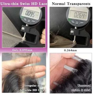 Mnador 2x6 SKINLIKE Real HD Lace Closure Deep Parting Straight Human Hair 0.095mm Ultra-thin hd lace Closure Tiny knots Brazilian Virgin Human Hair Closure pre plucked with Natural Hairline, 20inch
