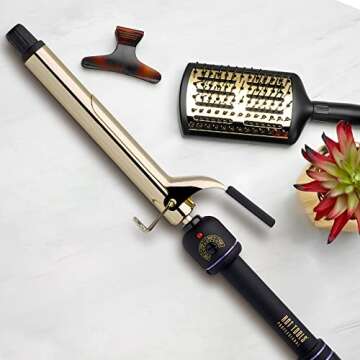 Hot Tools Pro Artist 24K Gold Extra Long Curling Iron | Long Lasting, Defined Curls (1 in)