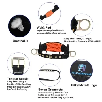 FHFallArrest Harness with Ventable Waist Pad
