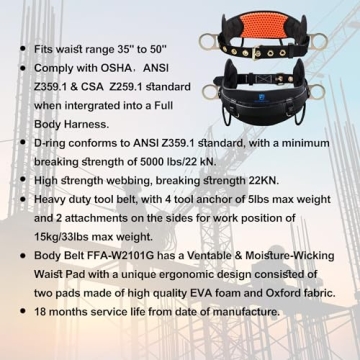 FHFallArrest Harness with Ventable Waist Pad