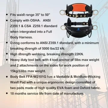 FHFallArrest Harness with Ventable Waist Pad