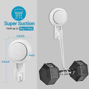 LUXEAR Suction Hooks Powerful Vacuum Suction Cup Hooks- Heavy Duty for Shower, Waterproof Suction Hanger for Bathroom Kitchen Towel, Robe, Loofah Removable and Reusable for Bags Coat (2 Pack)