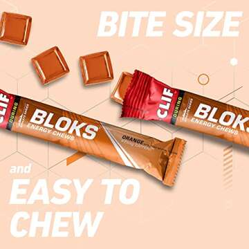 CLIF BLOKS - Energy Chews - Orange with 25mg Caffeine - Non-GMO - Plant Based Food - Fast Fuel for Cycling and Running-Workout Snack (2.1 Ounce Packet, 3 Count)