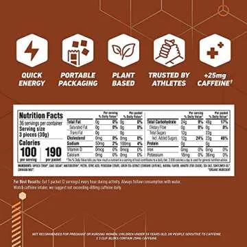 CLIF BLOKS - Energy Chews - Orange with 25mg Caffeine - Non-GMO - Plant Based Food - Fast Fuel for Cycling and Running-Workout Snack (2.1 Ounce Packet, 3 Count)