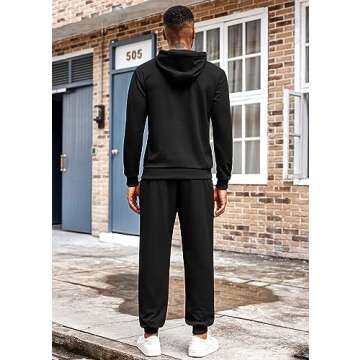 COOFANDY Men's Sweatsuits Suit 2 Piece Hooded Jogging Suits Tracksuit with Pockets Casual Athletic Black X-Large