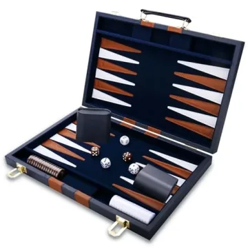 Backgammon Set - Classic Board Game with Premium Leather Case - Portable Travel Strategy Backgammon ...