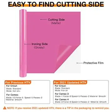 HTVRONT HTV Vinyl Rolls Heat Transfer Vinyl - 12" x 8ft Pink HTV Vinyl for Shirts, Iron on Vinyl for All Cutting Machine - Easy to Cut & Weed for Heat Vinyl Design (Pink)