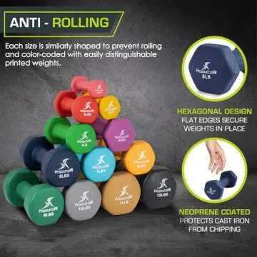 ProsourceFit Neoprene Dumbbells 8 lb Non-Slip Grip