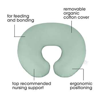 Boppy Nursing Pillow Organic Original Support, Soft Pine, Ergonomic Nursing Essentials for Bottle an...