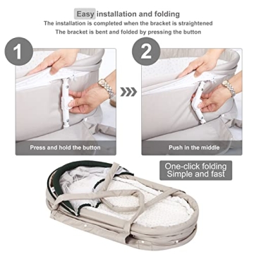 Holy Cat Travel Bassinet Portable Bassinet-Folding Baby Bassinet iin Bed Mini Travel Crib Infant Travel Bed with Mosquito Net and Canopy Lightweight Washable Foldable-Lightgrey
