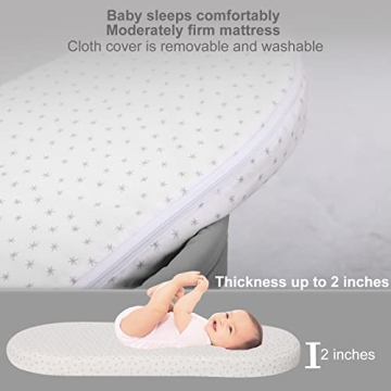 Holy Cat Travel Bassinet Portable Bassinet-Folding Baby Bassinet iin Bed Mini Travel Crib Infant Travel Bed with Mosquito Net and Canopy Lightweight Washable Foldable-Lightgrey