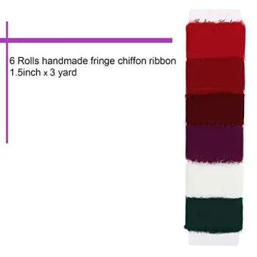 6 Rolls Handmade Fringe Chiffon Silk Ribbon for Weddings, Gifts & DIY Crafts