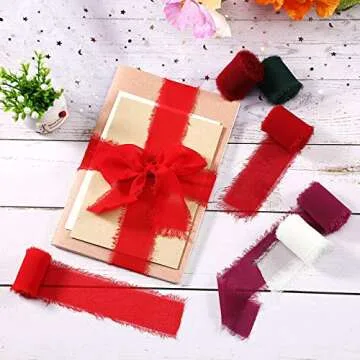 6 Handmade Chiffon Fringe Ribbons for Crafts & Gifts