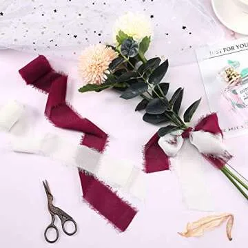 6 Handmade Chiffon Fringe Ribbons for Crafts & Gifts