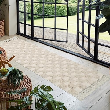 Buy Lanffia Checkerboard Tufted Rug - Stylish and Washable