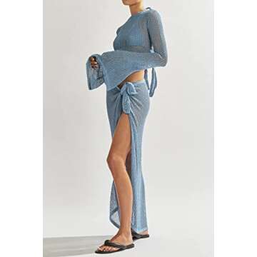 LANNEW Women's Swimsuits Cover Ups Set for Crochet Bathing Suit Hollow Out 2 Piece Bikini Coverup Be...