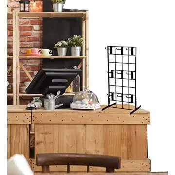 Counter Top Gridwall Display Unit, 24" x 12" Tabletop Grid with [10] 4" D Grid Hooks, Black, 1 Unit