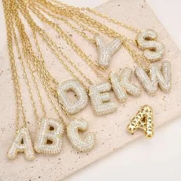 Stylish CIELTEAR Bubble Letter Necklace in Gold for Women