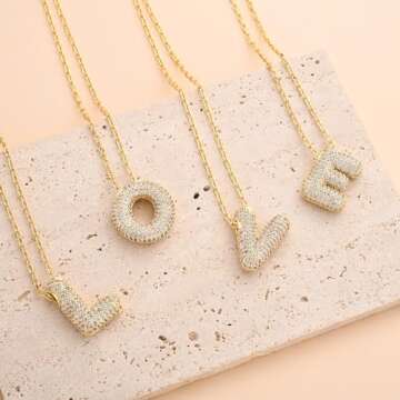 Stylish CIELTEAR Bubble Letter Necklace in Gold for Women