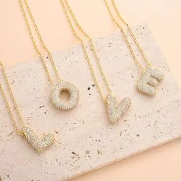Stylish CIELTEAR Bubble Letter Necklace in Gold for Women