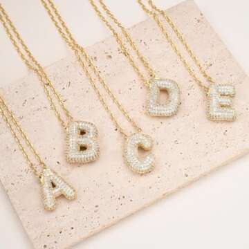 Stylish CIELTEAR Bubble Letter Necklace in Gold for Women