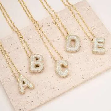 Stylish CIELTEAR Bubble Letter Necklace in Gold for Women