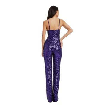 Violet Sequin Jumpsuit for Stunning Cocktail Events