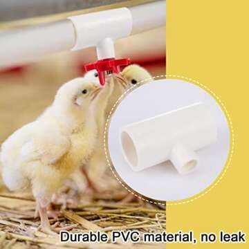 20 Pack Chicken Waterer PVC Tee Fittings - Fully Automatic and Durable
