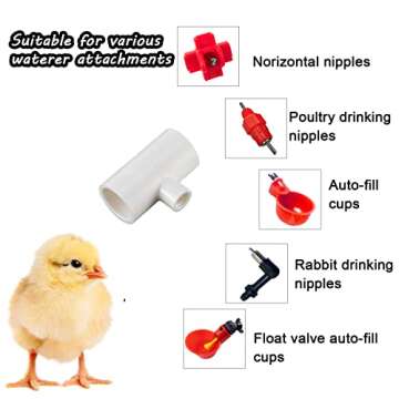 20 Pack Chicken Waterer PVC Tee Fittings - Durable and Easy Install
