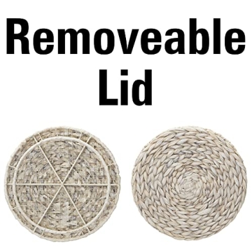 Chic Woven Wicker Basket Side Table with Lid
