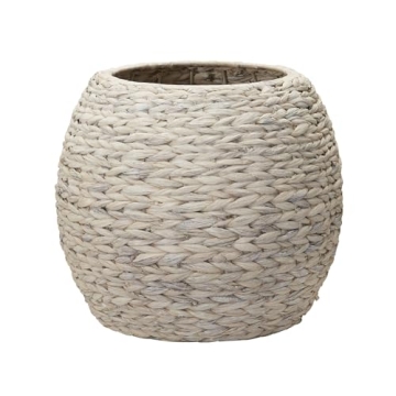 Chic Woven Wicker Basket Side Table with Lid
