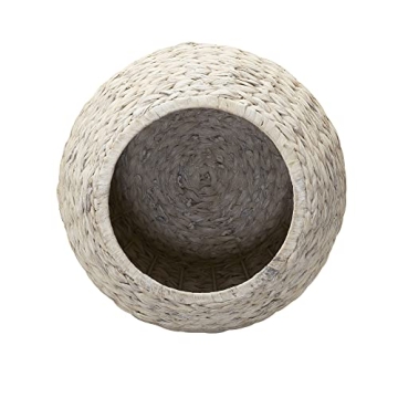 Chic Woven Wicker Basket Side Table with Lid
