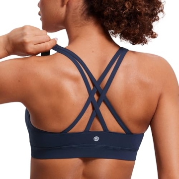 CRZ YOGA Women's Strappy Sports Bra - Stylish & Comfortable Workout Support