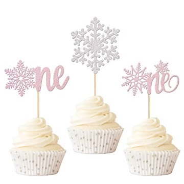 Rsstarxi 36 Pack One Snowflake Cupcake Toppers for Winter Baby Shower and First Birthday Celebration...