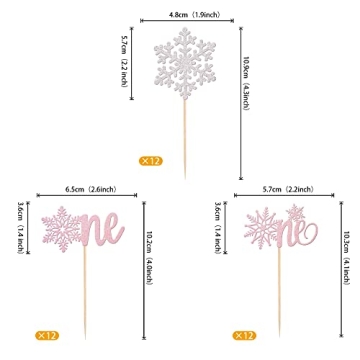 Rsstarxi 36 Pack Snowflake Cupcake Toppers for Parties