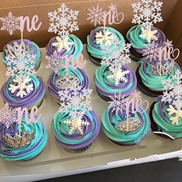 Rsstarxi 36 Pack Snowflake Cupcake Toppers for Parties