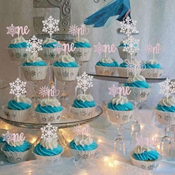 Rsstarxi 36 Pack Snowflake Cupcake Toppers for Parties